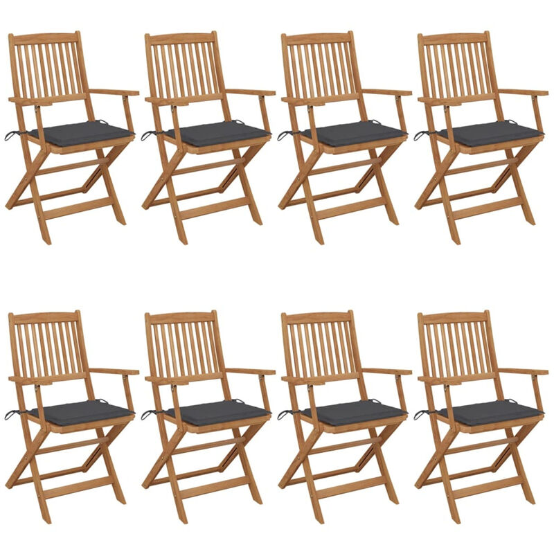 

Sillas de jardin plegables 8 uds madera maciza acacia y cojines