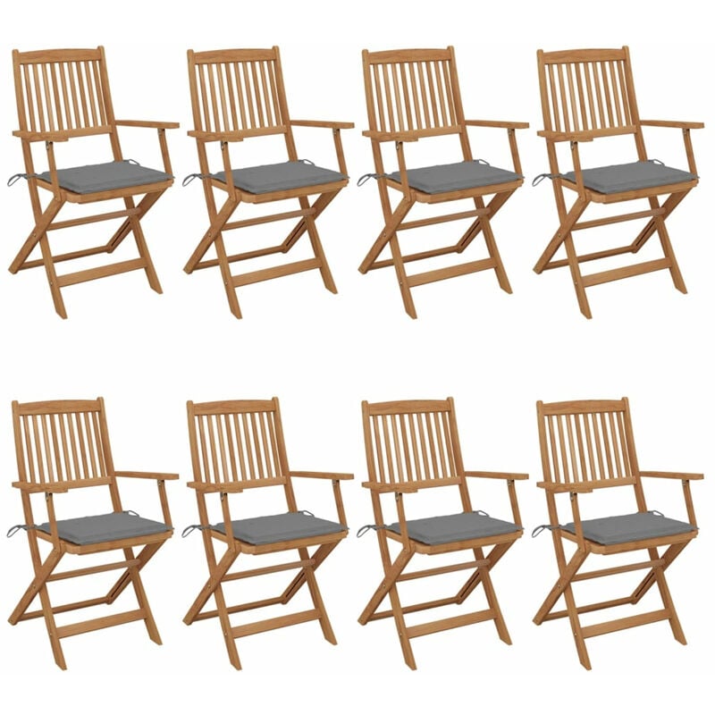 

Sillas de jardin plegables 8 uds madera maciza acacia y cojines