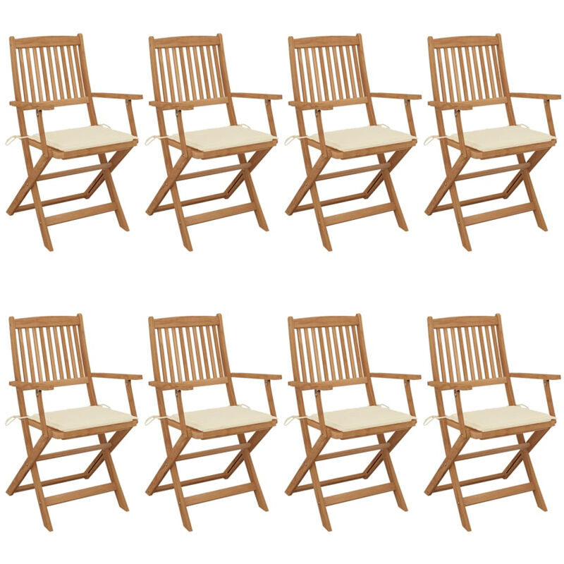 

Sillas de jardin plegables 8 uds madera maciza acacia y cojines