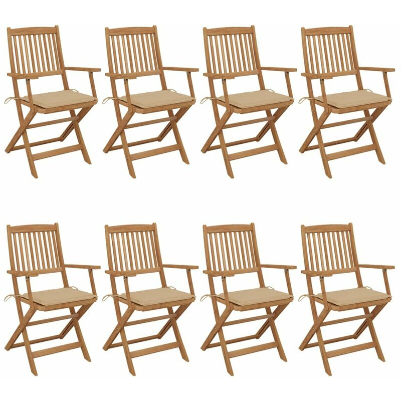 

Sillas de jardin plegables 8 uds madera maciza acacia y cojines