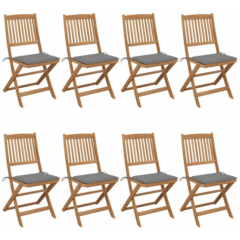 

Sillas de jardin plegables 8 uds madera maciza acacia y cojines