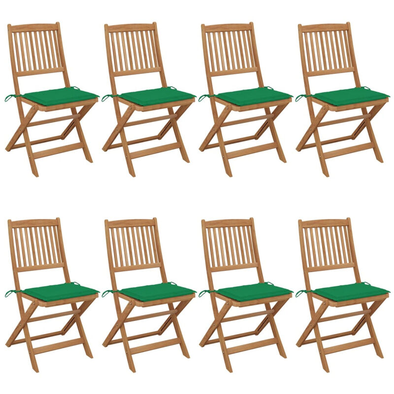 

Sillas de jardin plegables 8 uds madera maciza acacia y cojines