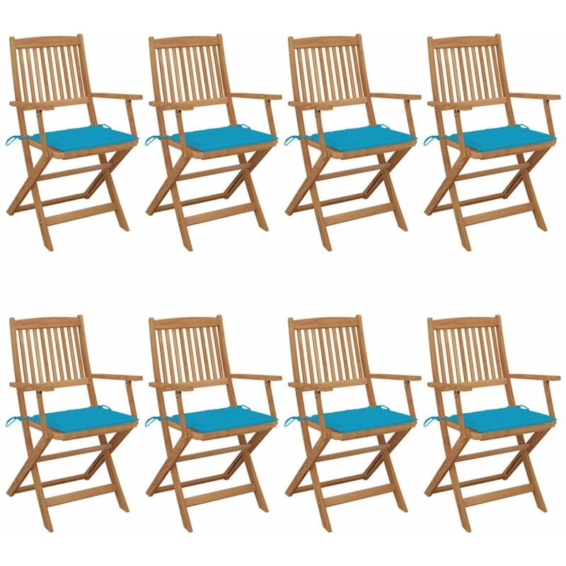 

Happyshopping - Sillas de jardin plegables 8 uds madera maciza acacia y cojines