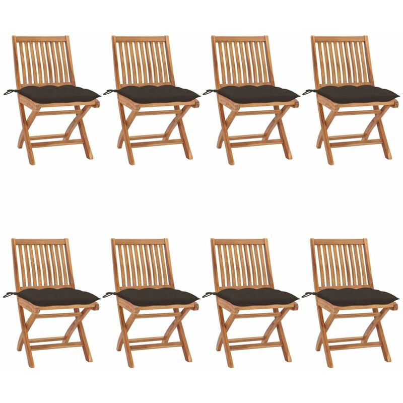 

Sillas de jardin plegables 8 uds madera maciza teca con cojines
