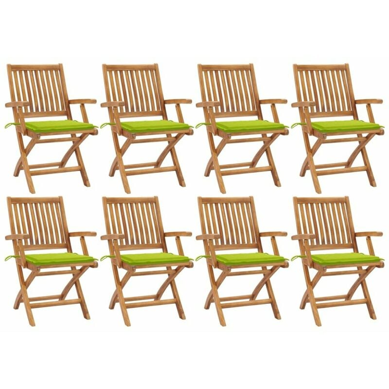 

Happyshopping - Sillas de jardin plegables 8 uds madera maciza teca con cojines