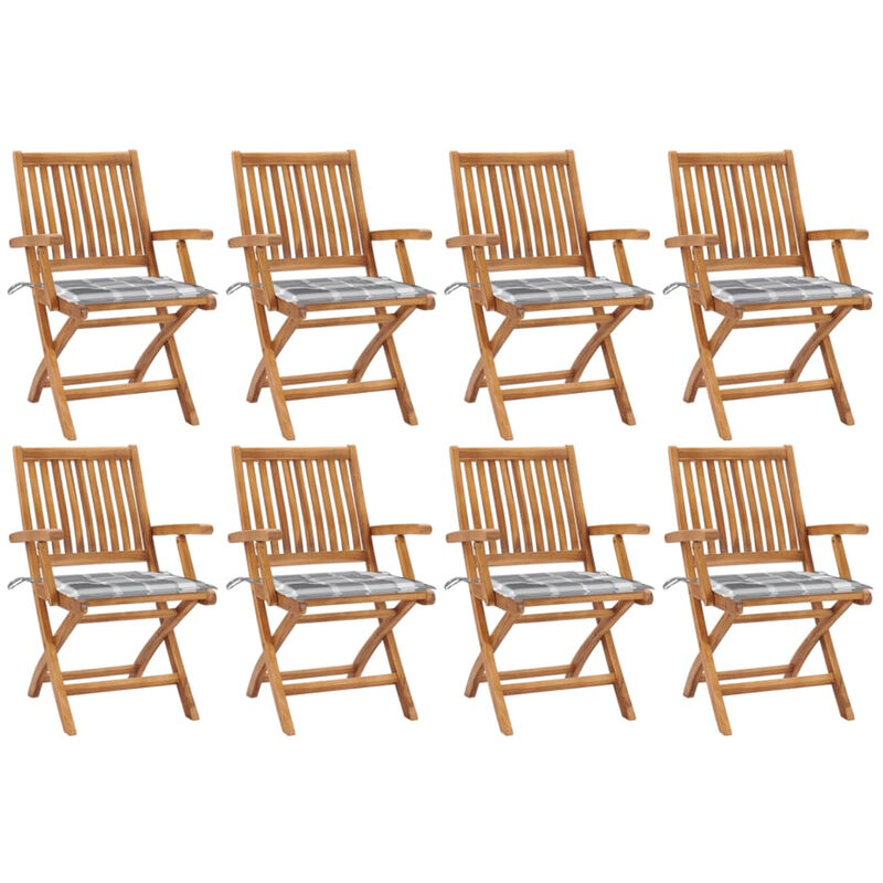 

Happyshopping - Sillas de jardin plegables 8 uds madera maciza teca con cojines