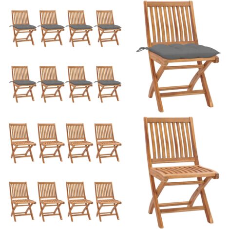 Sillas de jardín plegables 8 uds madera maciza teca con cojines - Sillas de exterior - Sillas de jardín plegables