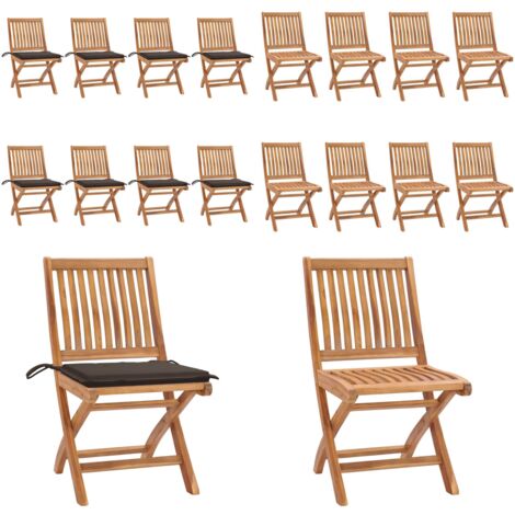 Sillas de jardín plegables 8 uds madera maciza teca con cojines - Sillas de exterior - Sillas plegables