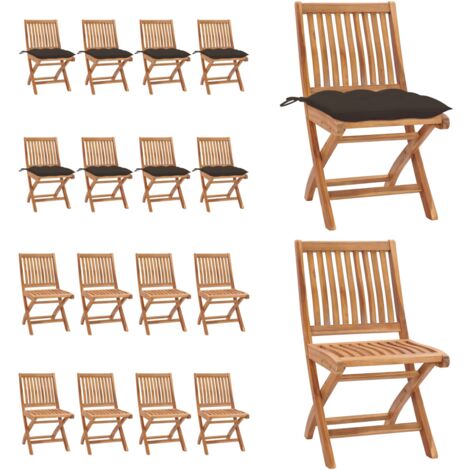 Sillas de jardín plegables 8 uds madera maciza teca con cojines - Sillas de exterior - Sillas plegables