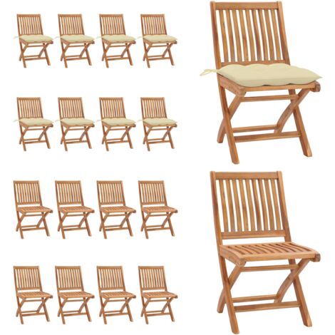 Sillas de jardín plegables 8 uds madera maciza teca con cojines - Sillas de exterior - Sillas plegables
