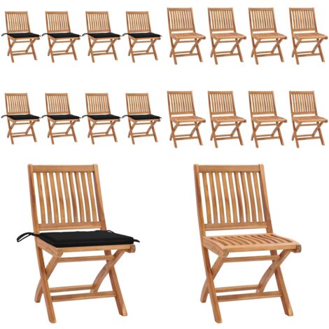 Sillas de jardín plegables 8 uds madera maciza teca con cojines - Sillas de exterior - Sillas plegables