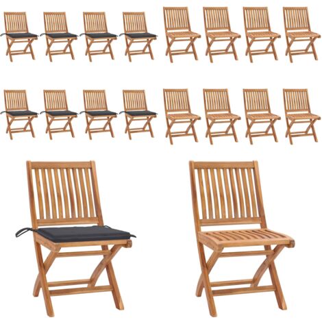 Sillas de jardín plegables 8 uds madera maciza teca con cojines - Sillas de exterior - Sillas plegables