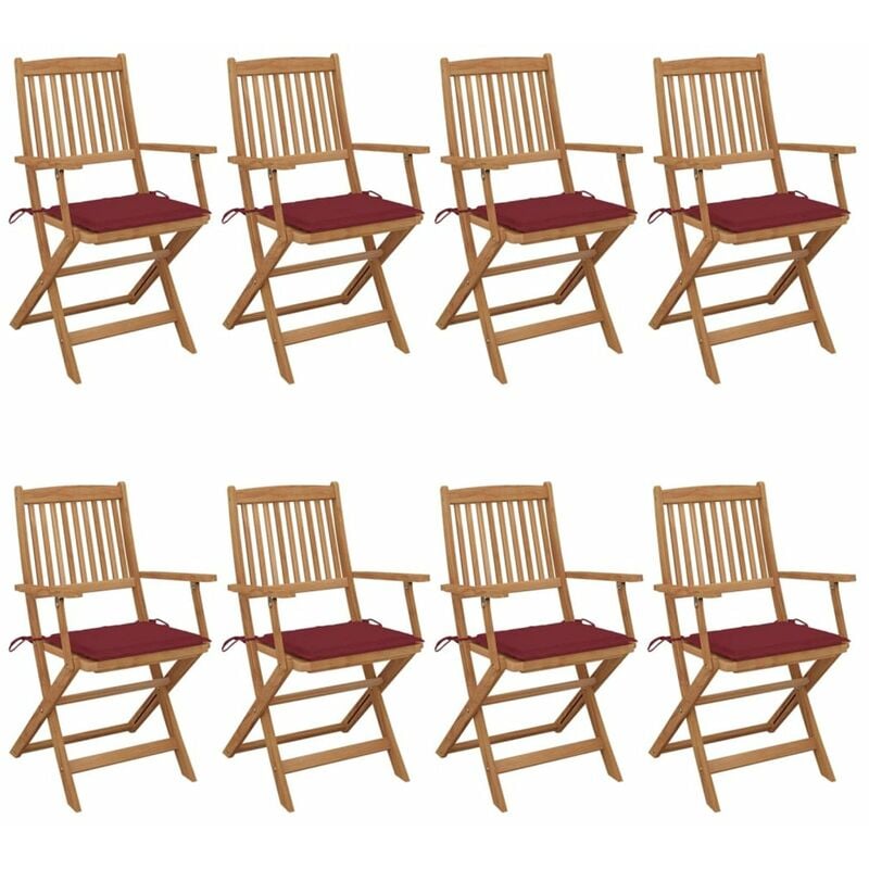 

Sillas de jardin plegables 8 uds y cojines madera maciza acacia