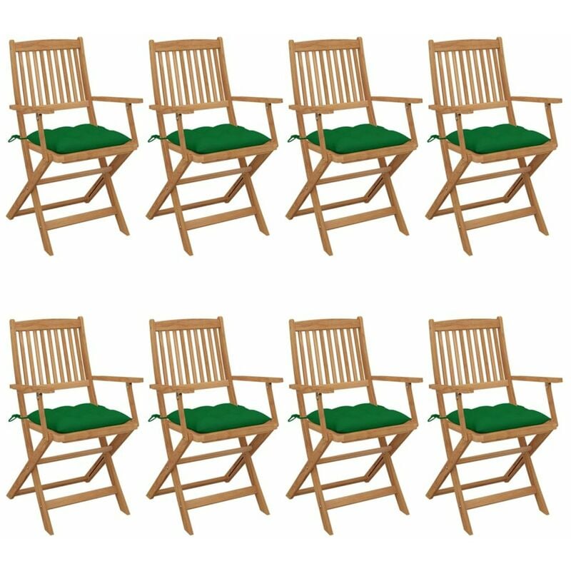 

Sillas de jardin plegables 8 uds y cojines madera maciza acacia