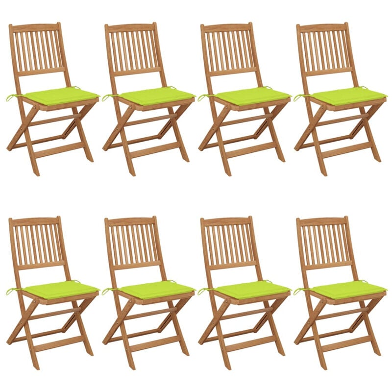 

Sillas de jardin plegables 8 uds y cojines madera maciza acacia