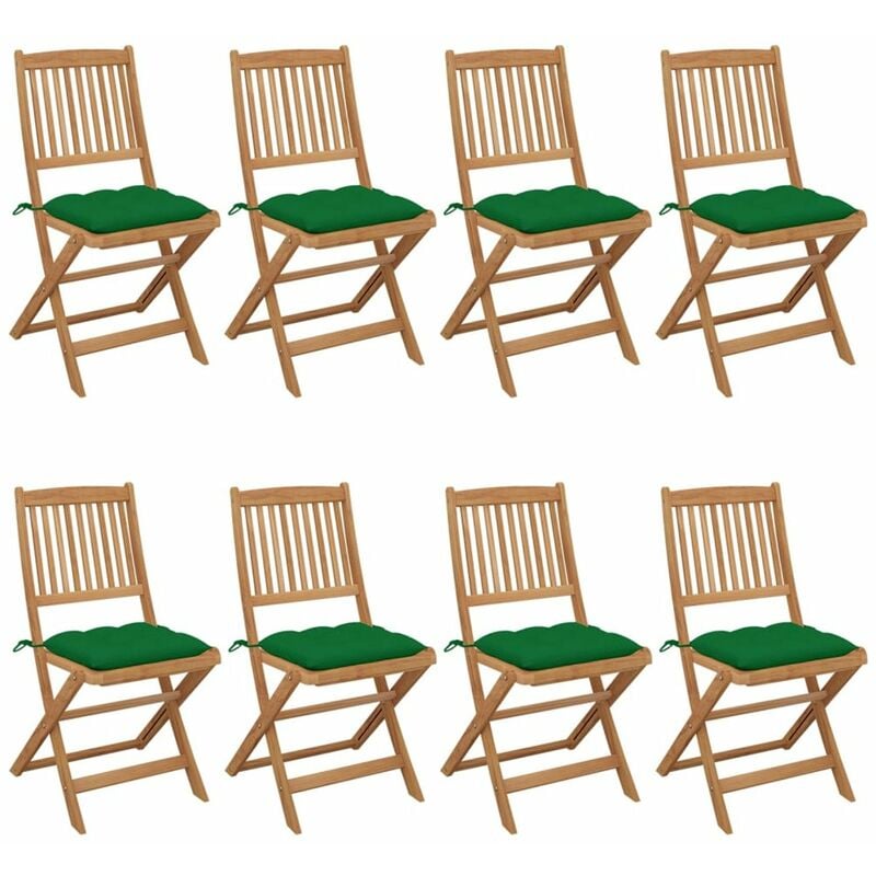 

Sillas de jardin plegables 8 uds y cojines madera maciza acacia