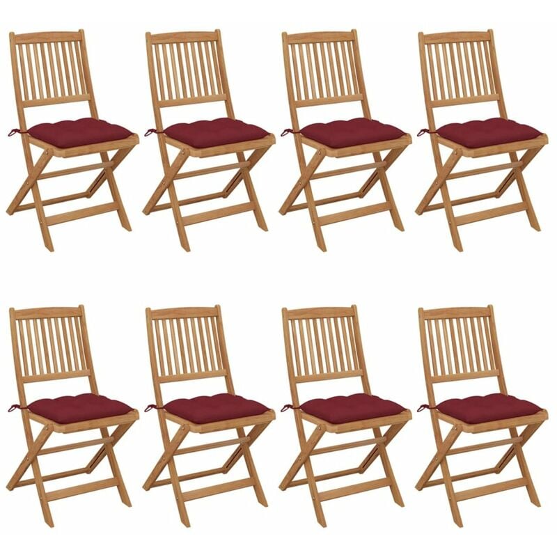 

Sillas de jardin plegables 8 uds y cojines madera maciza acacia