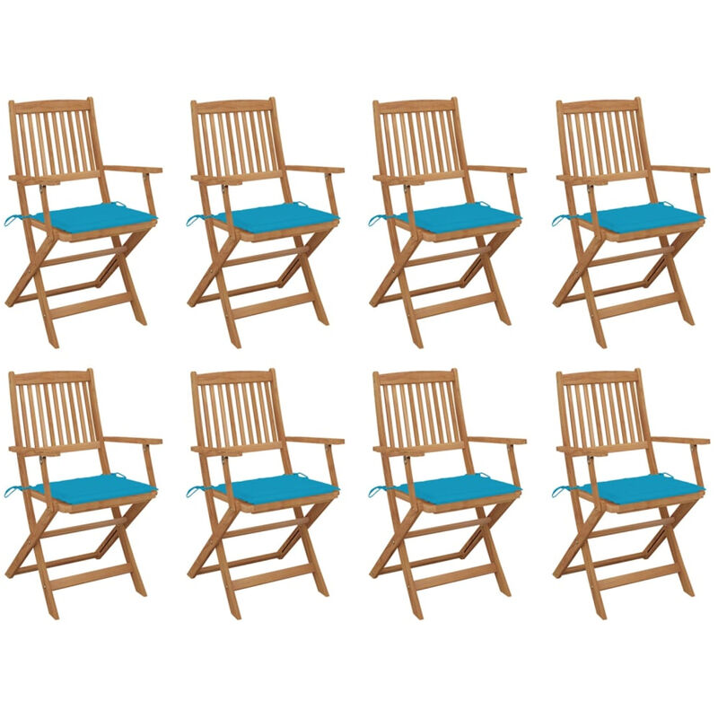 

Sillas de jardin plegables 8 uds y cojines madera maciza acacia