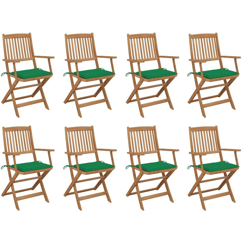 

Sillas de jardin plegables 8 uds y cojines madera maciza acacia