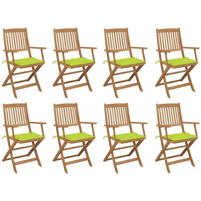 

Sillas de jardin plegables 8 uds y cojines madera maciza acacia
