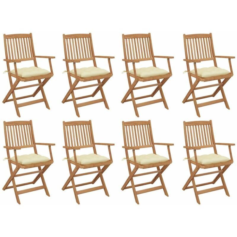 

Sillas de jardin plegables 8 uds y cojines madera maciza acacia