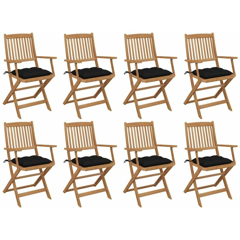 

Sillas de jardin plegables 8 uds y cojines madera maciza acacia