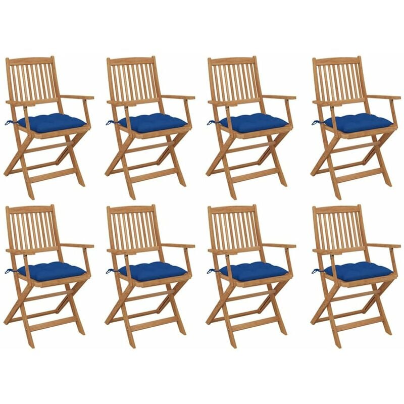 

Sillas de jardin plegables 8 uds y cojines madera maciza acacia