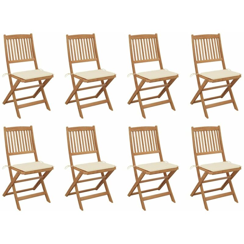 

Sillas de jardin plegables 8 uds y cojines madera maciza acacia