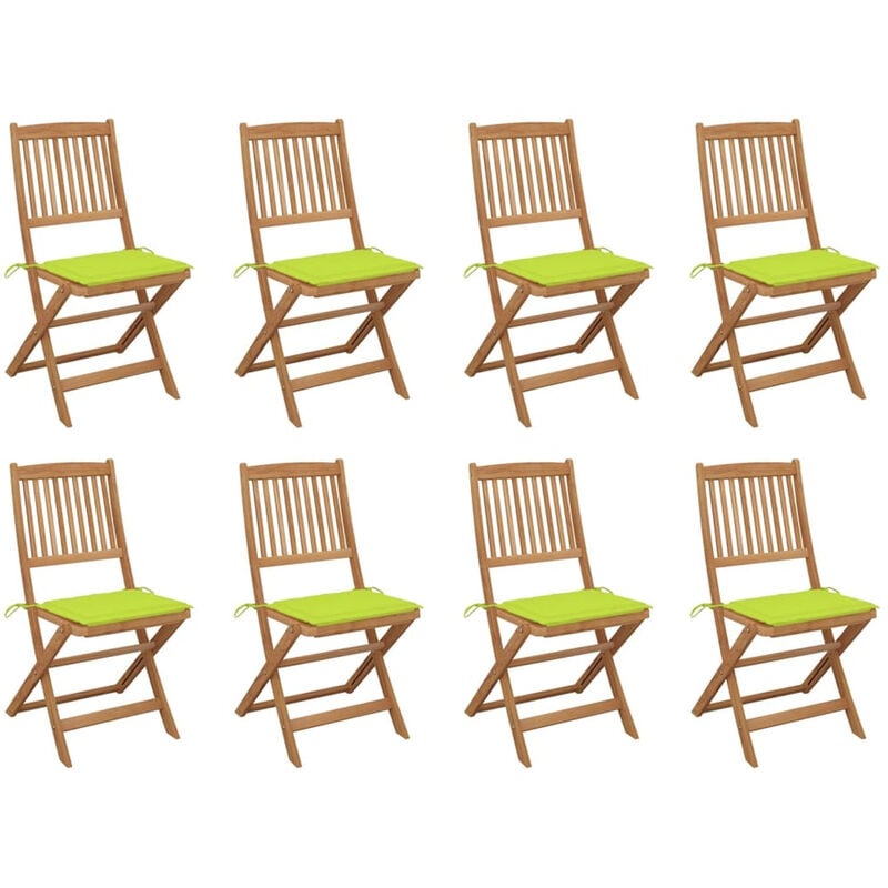 

Sillas de jardin plegables 8 uds y cojines madera maciza acacia