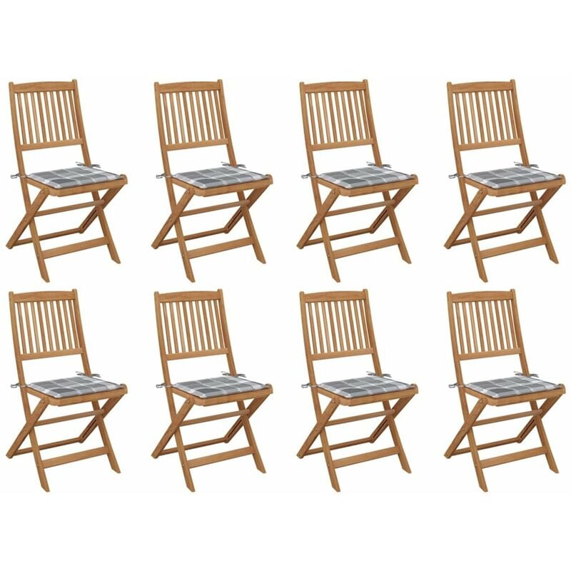 

Sillas de jardin plegables 8 uds y cojines madera maciza acacia