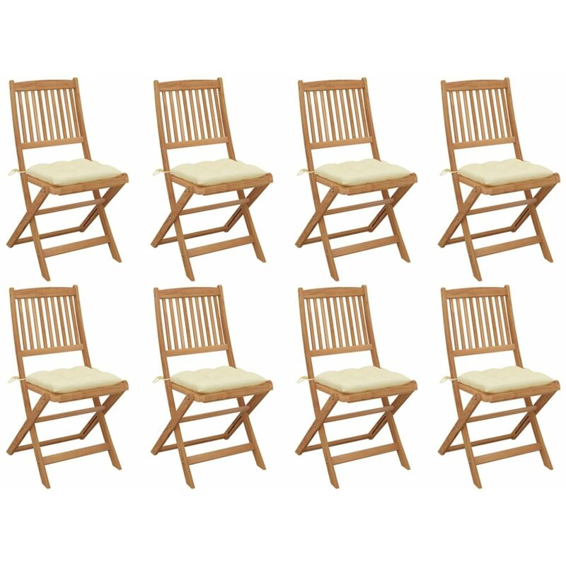

Sillas de jardin plegables 8 uds y cojines madera maciza acacia