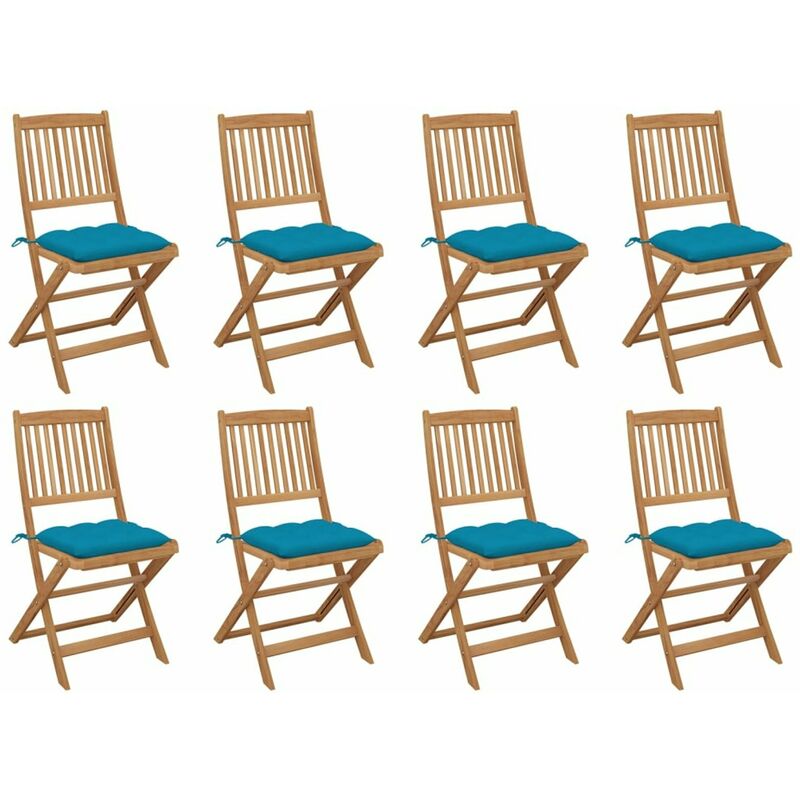 

Sillas de jardin plegables 8 uds y cojines madera maciza acacia