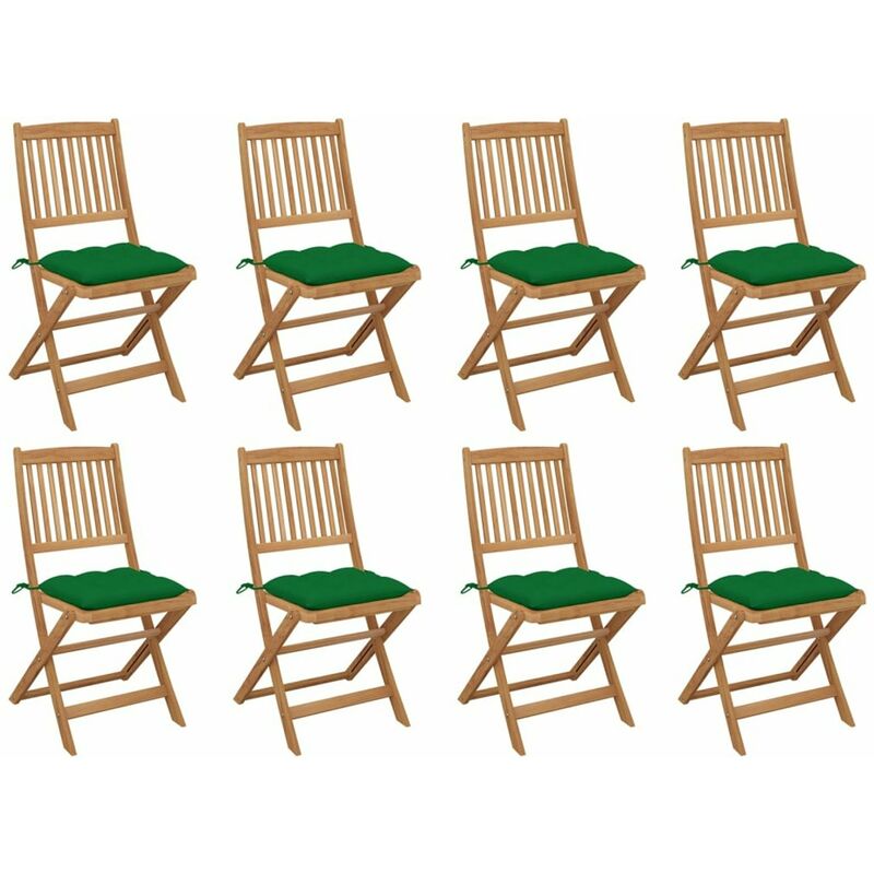 

Sillas de jardin plegables 8 uds y cojines madera maciza acacia