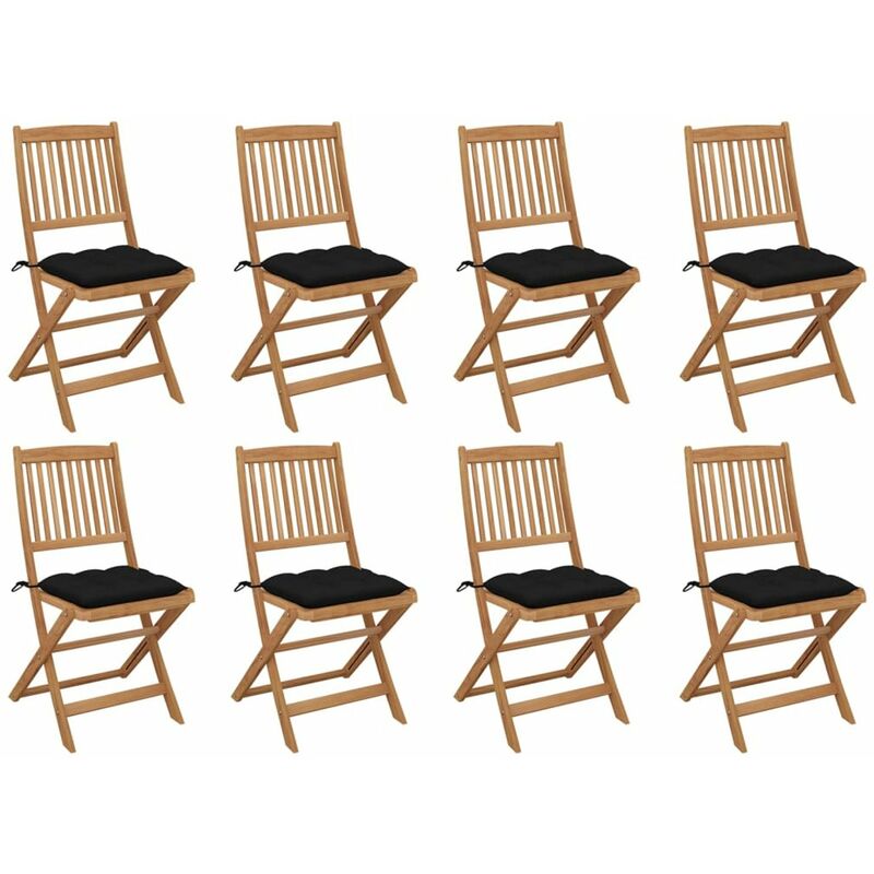 

Sillas de jardin plegables 8 uds y cojines madera maciza acacia