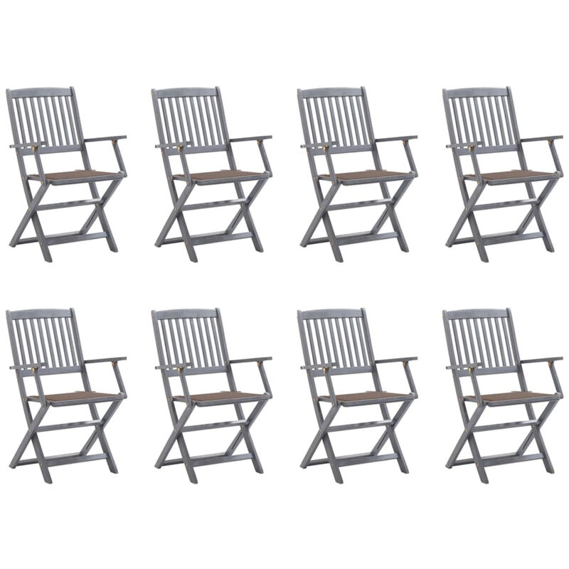 

Sillas de jardin plegables 8 uds y cojines madera maciza acacia
