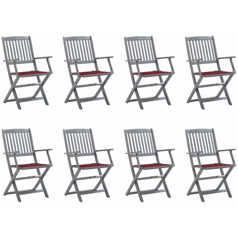 

Sillas de jardin plegables 8 uds y cojines madera maciza acacia