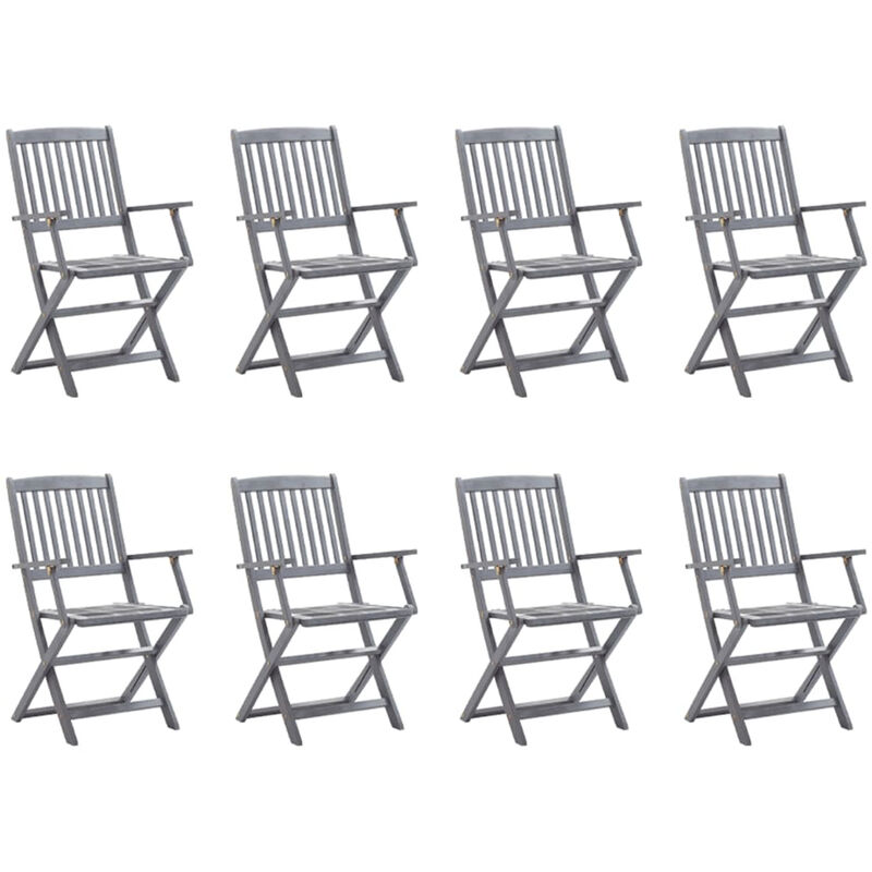 

Sillas de jardin plegables 8 uds y cojines madera maciza acacia