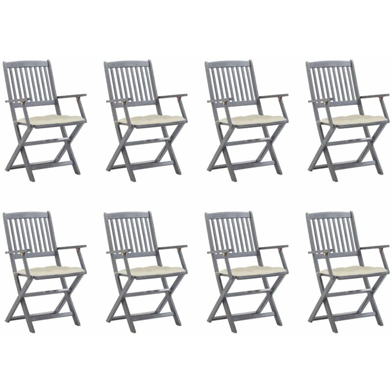 

Sillas de jardin plegables 8 uds y cojines madera maciza acacia