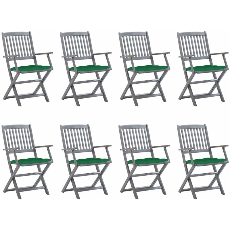 

Sillas de jardin plegables 8 uds y cojines madera maciza acacia
