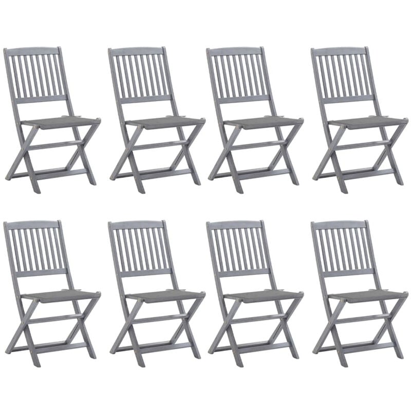 

Happyshopping - Sillas de jardin plegables 8 uds y cojines madera maciza acacia