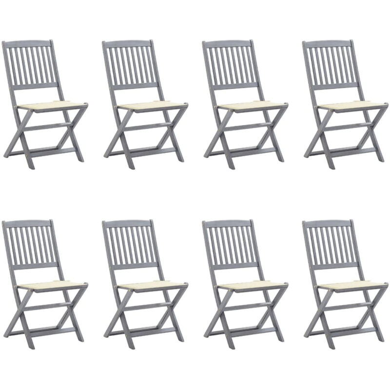 

Happyshopping - Sillas de jardin plegables 8 uds y cojines madera maciza acacia