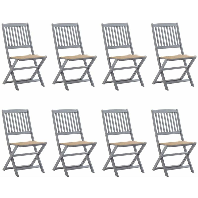 

Happyshopping - Sillas de jardin plegables 8 uds y cojines madera maciza acacia