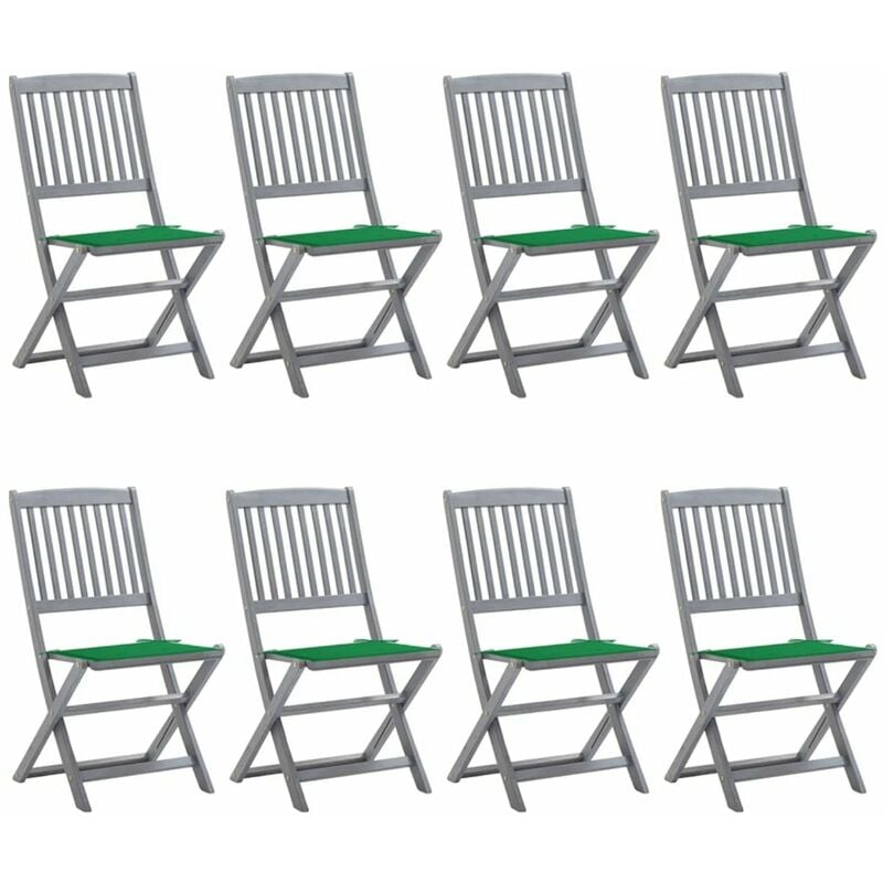 

Happyshopping - Sillas de jardin plegables 8 uds y cojines madera maciza acacia
