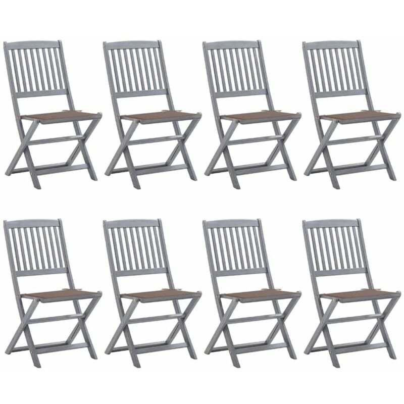 

Happyshopping - Sillas de jardin plegables 8 uds y cojines madera maciza acacia