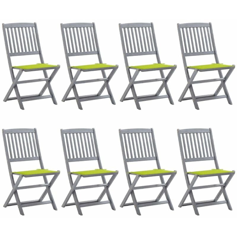 

Happyshopping - Sillas de jardin plegables 8 uds y cojines madera maciza acacia