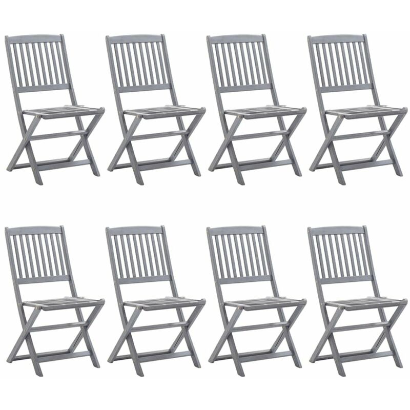 

Happyshopping - Sillas de jardin plegables 8 uds y cojines madera maciza acacia