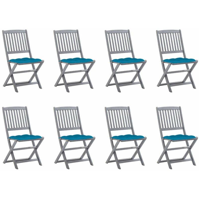 

Sillas de jardin plegables 8 uds y cojines madera maciza acacia