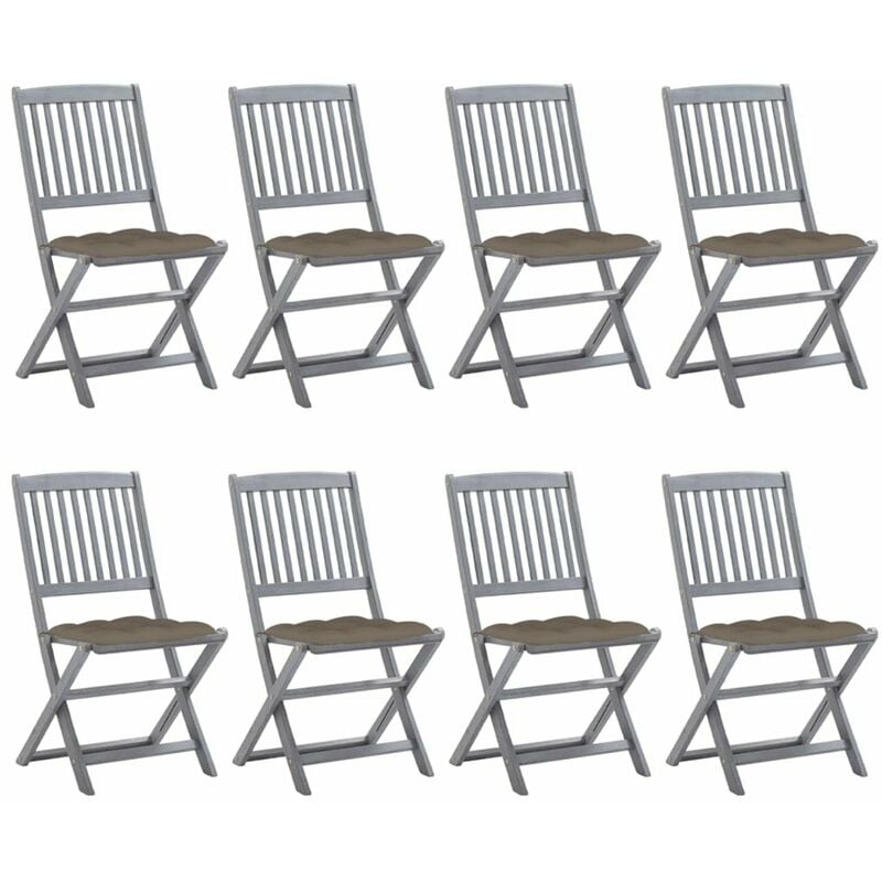 

Happyshopping - Sillas de jardin plegables 8 uds y cojines madera maciza acacia