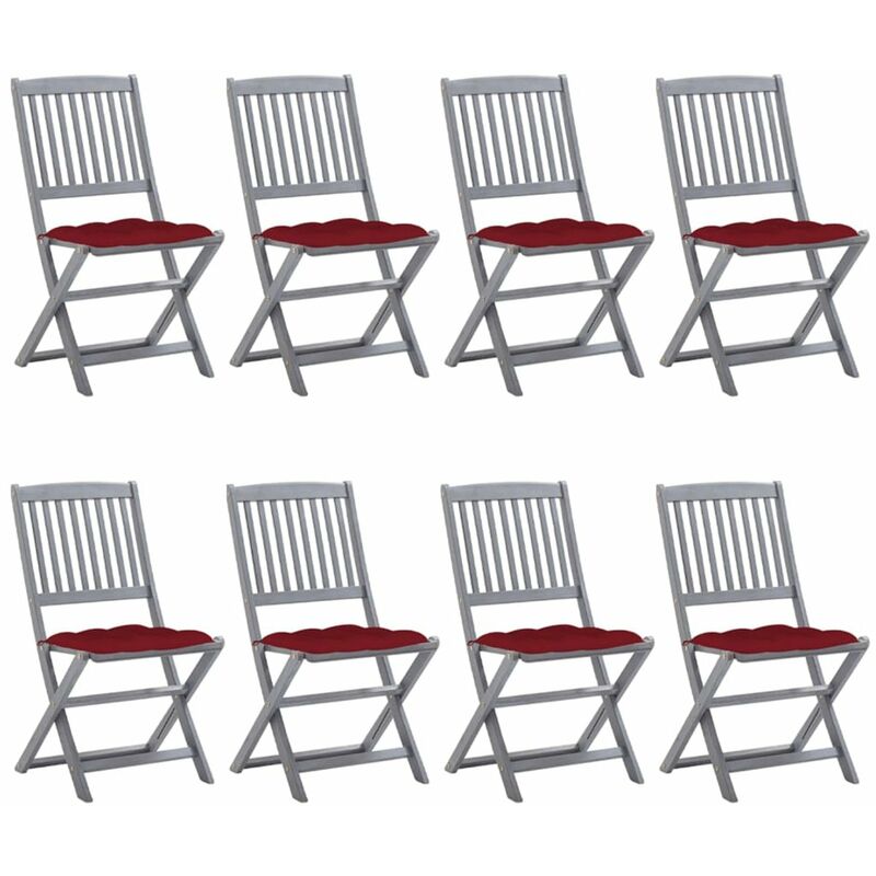 

Happyshopping - Sillas de jardin plegables 8 uds y cojines madera maciza acacia