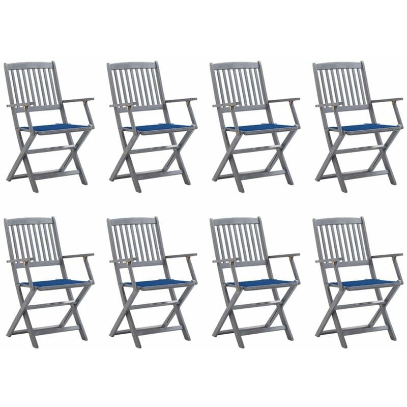 

Happyshopping - Sillas de jardin plegables 8 uds y cojines madera maciza acacia